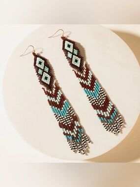 Myra Bag High Ranger Boho Western Beaded Fringe Earrings